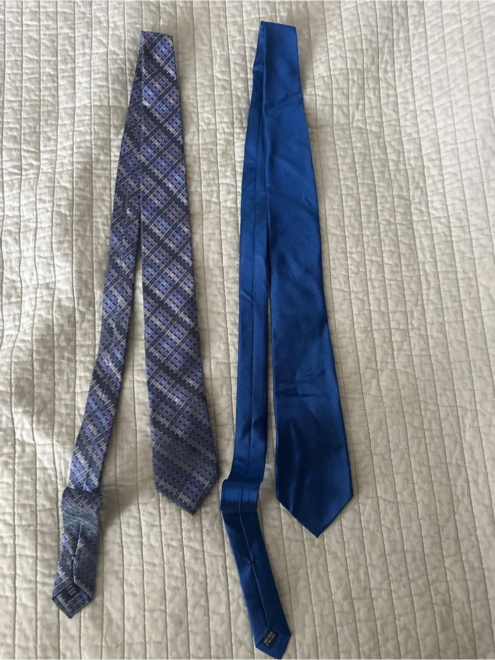 NWT ck Calvin Klein Silk Neckties Lot of 2 Purple Geometric & Royal Blue
